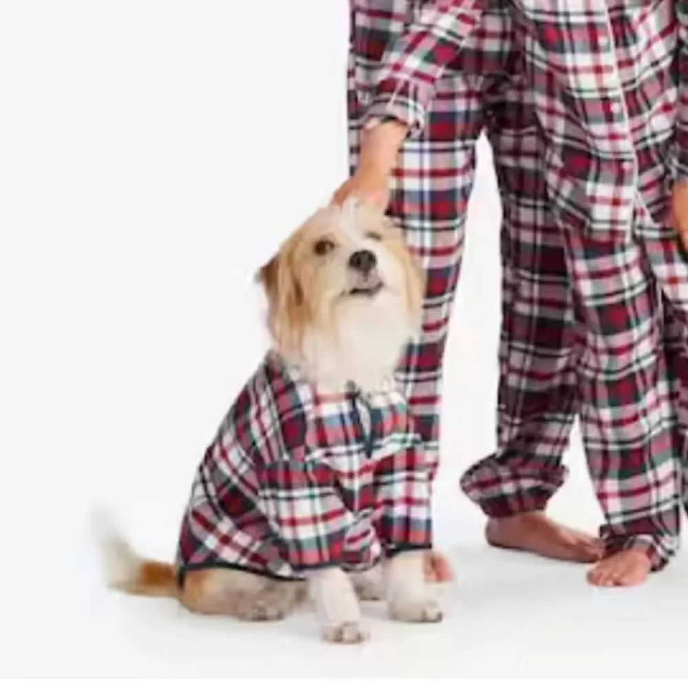 The Company Store Large, XL Flannel Plaid Red/Navy Dog Pajamas